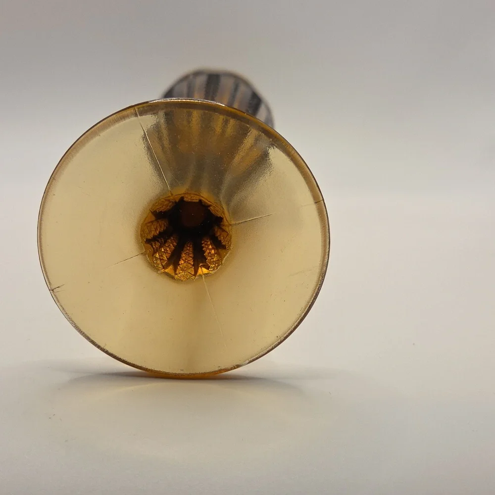 Duncan And Miller Amber Zipper Vase. Vintage